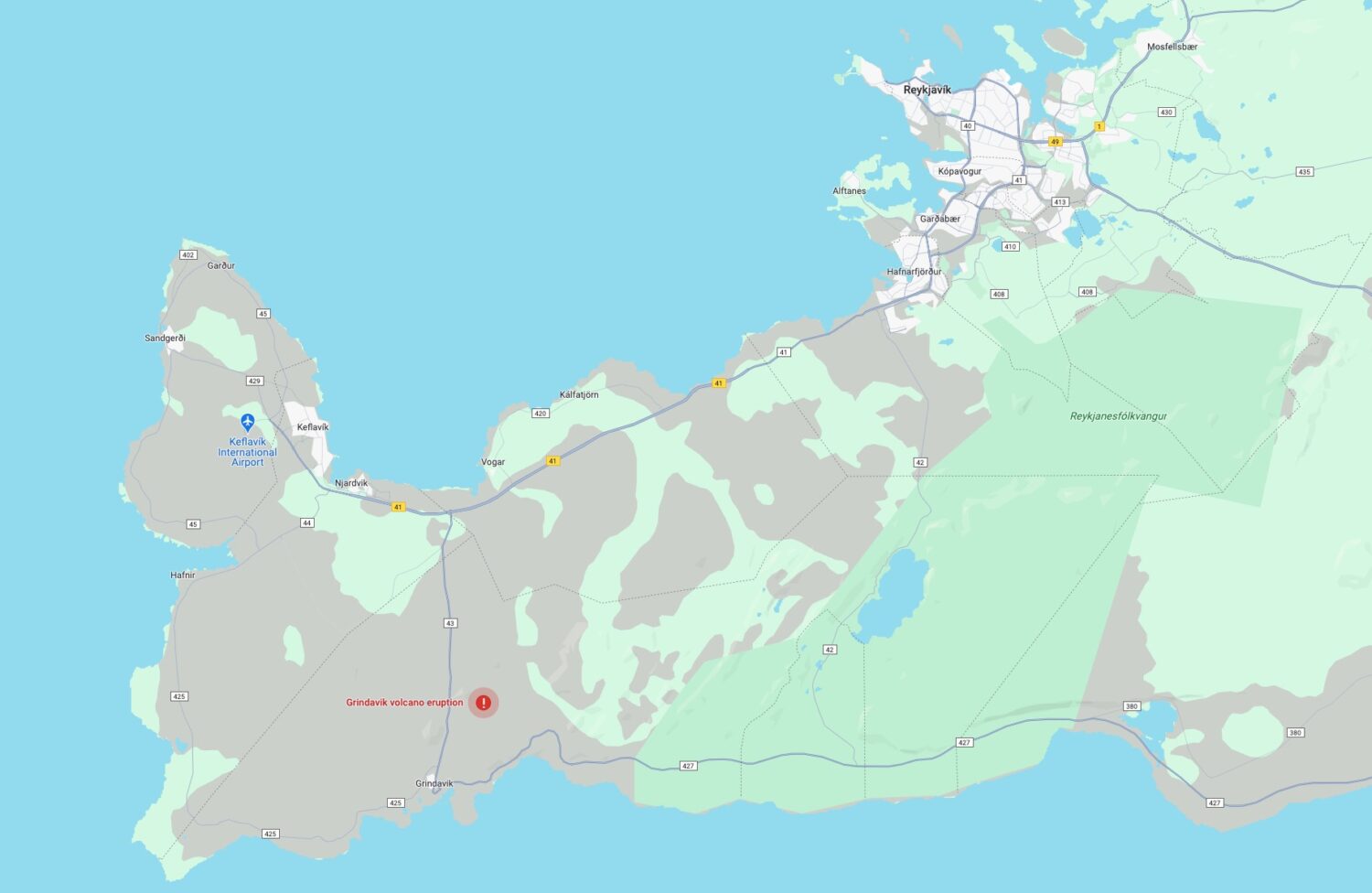 Iceland Reykjanes Peninsula map